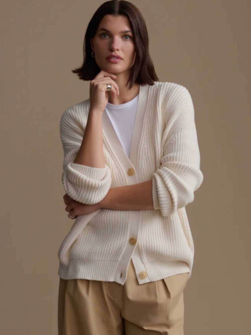 Jenni Kayne Cotton Cocoon Cardigan Ivory